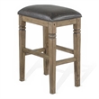 Pemberly Row Backless Barstool Set of 2 with Black Faux Leather Cushion in Taupe