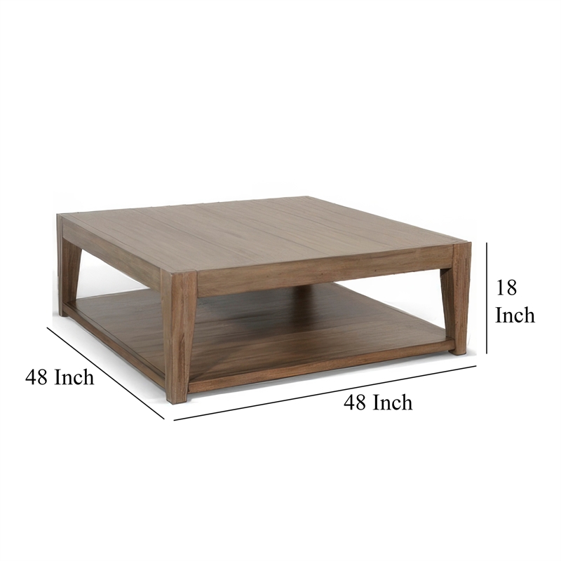 Pemberly Row 48 Inch Coffee Table with Caster Wheels in Light Brown