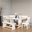 Pemberly Row 4pc Breakfast Nook Set with Dining Table and Corner Bench in White