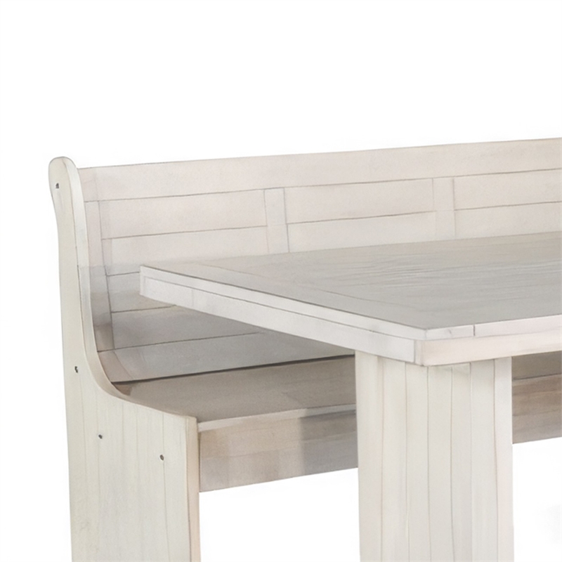 Pemberly Row 4pc Breakfast Nook Set with Dining Table and Corner Bench in White