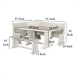 Pemberly Row 4pc Breakfast Nook Set with Dining Table and Corner Bench in White