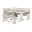 Pemberly Row 4pc Breakfast Nook Set with Dining Table and Corner Bench in White