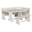 Pemberly Row 4pc Breakfast Nook Set with Dining Table and Corner Bench in White