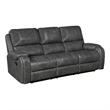 Pemberly Row 87 Inch Reclining Sofa with Pillow Tufted Gray Faux Leather