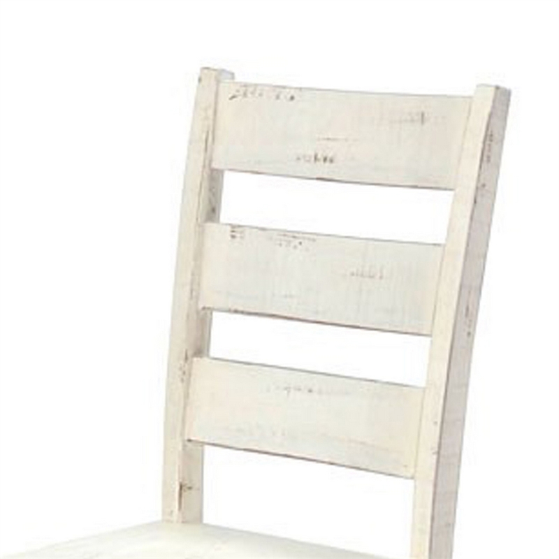 Pemberly Row Dining Chair Set of 2 Ladderback with Turnbuckle in Off White