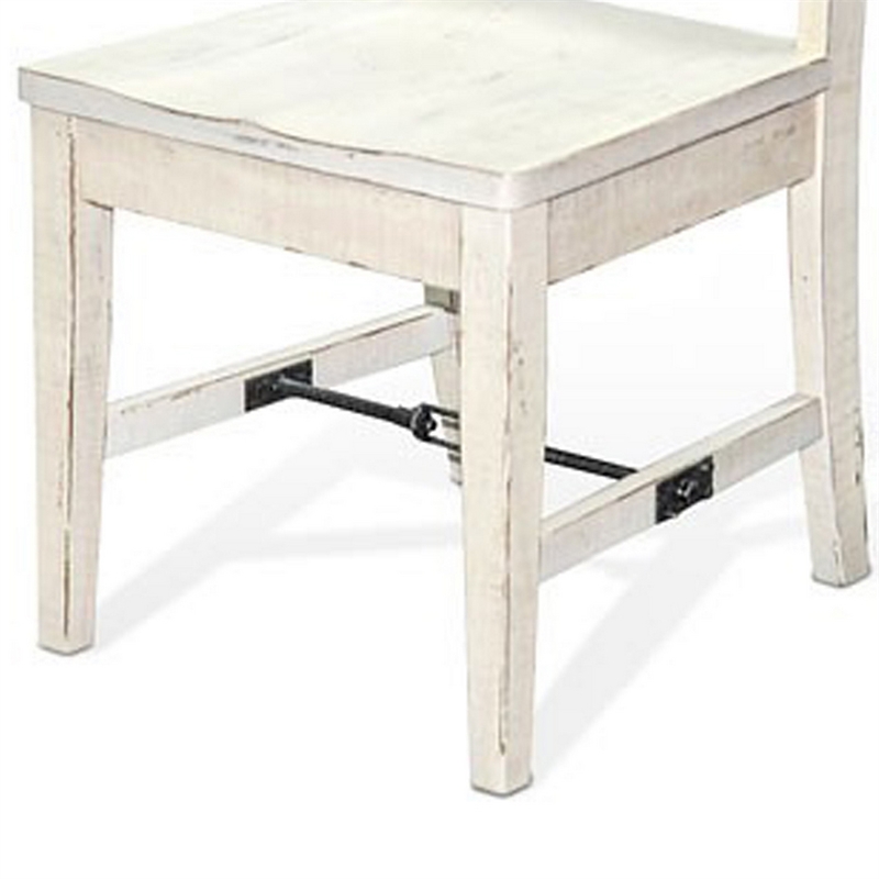 Pemberly Row Dining Chair Set of 2 Ladderback with Turnbuckle in Off White