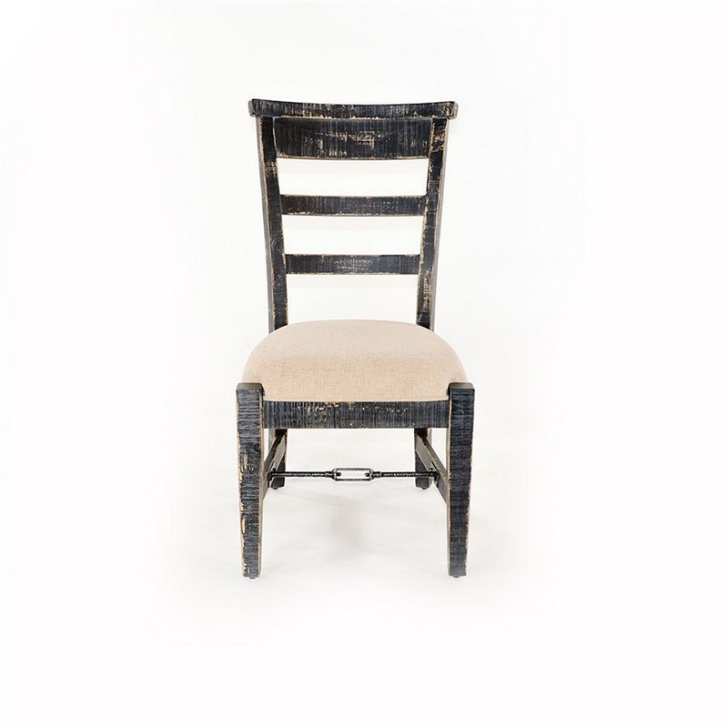 Pemberly Row Side Dining Chair Set of 2 with Metal Turnbuckle in Black