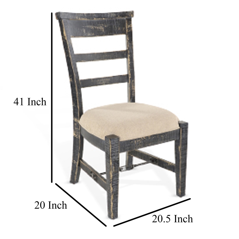 Pemberly Row Side Dining Chair Set of 2 with Metal Turnbuckle in Black