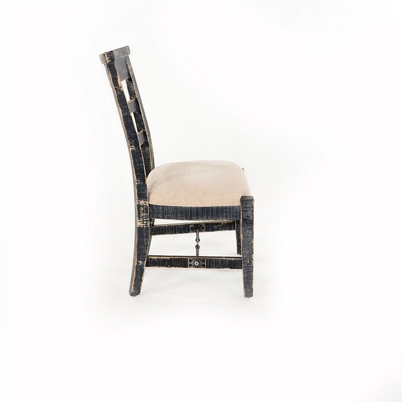 Pemberly Row Side Dining Chair Set of 2 with Metal Turnbuckle in Black