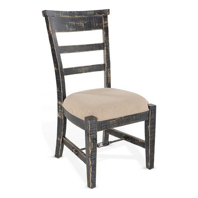 Pemberly Row Side Dining Chair Set of 2 with Metal Turnbuckle in Black
