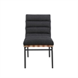 Pemberly Row Dining Chair Set of 2 with Iron Legs in Black Channel Tufted Boucle