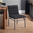 Pemberly Row Dining Chair Set of 2 with Iron Legs in Black Channel Tufted Boucle