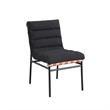 Pemberly Row Dining Chair Set of 2 with Iron Legs in Black Channel Tufted Boucle
