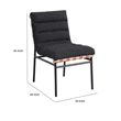 Pemberly Row Dining Chair Set of 2 with Iron Legs in Black Channel Tufted Boucle