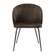 Pemberly Row Curved Back Dining Chair Set of 2 in Brown Velvet Black Metal