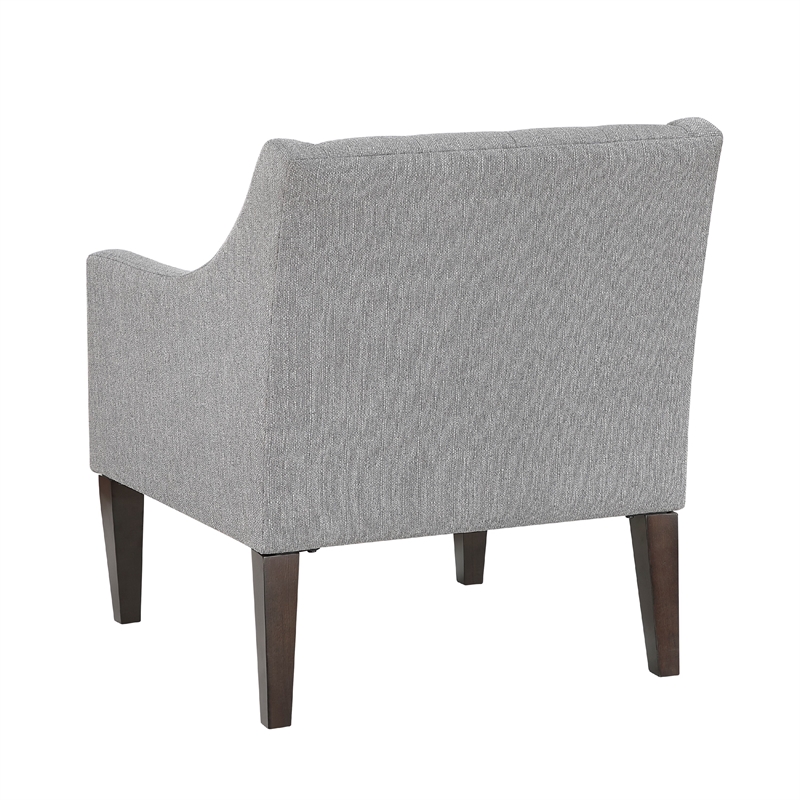 Pemberly Row Button Tufted Accent Armchair in Light Gray Polyester Brown Legs