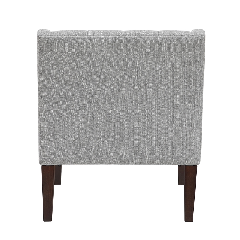 Pemberly Row Button Tufted Accent Armchair in Light Gray Polyester Brown Legs