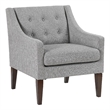 Pemberly Row Button Tufted Accent Armchair in Light Gray Polyester Brown Legs