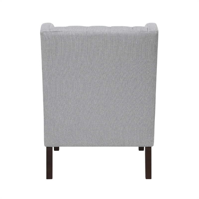 Pemberly Row Button Tufted Accent Wing Armchair in Light Gray Polyester