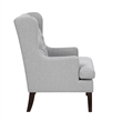 Pemberly Row Button Tufted Accent Wing Armchair in Light Gray Polyester