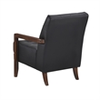 Pemberly Row Button Tufted Accent Armchair in Black Leather Walnut Brown Wood