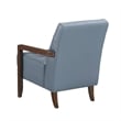 Pemberly Row Button Tufted Accent Armchair in Blue Leather Walnut Brown Wood
