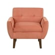 Pemberly Row Accent Armchair in Coral Orange Velvet Tufted Back Tapered Legs