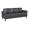 Pemberly Row 79 Inch Sofa with Rolled Arms in Dark Gray Faux Leather