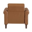 Pemberly Row Accent Armchair with Rolled Arms in Brown Faux Leather