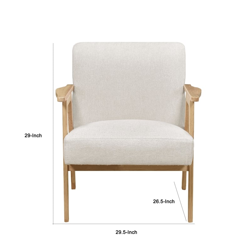 Pemberly Row Accent Club Armchair in Soft Beige with Natural Brown Wood Frame