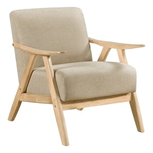 Pemberly Row Accent Club Armchair in Light Brown Textured Solid Rubberwood