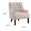 Pemberly Row Button Tufted Accent Armchair in Beige Chenille with Solid Wood