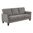 Pemberly Row 79 Inch Sofa in Taupe Gray Fabric with Black Tapered Wood Legs