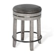 Pemberly Row Swivel Counter Stool Set of 2 in Black Faux Leather and Gray