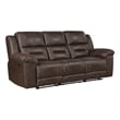 Pemberly Row Manual Double Reclining Sofa in Dark Brown Pillow Tuft Microfiber