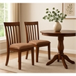 Pemberly Row Dining Side Chair Set of 2 in Slatted Solid Wood Dark Brown