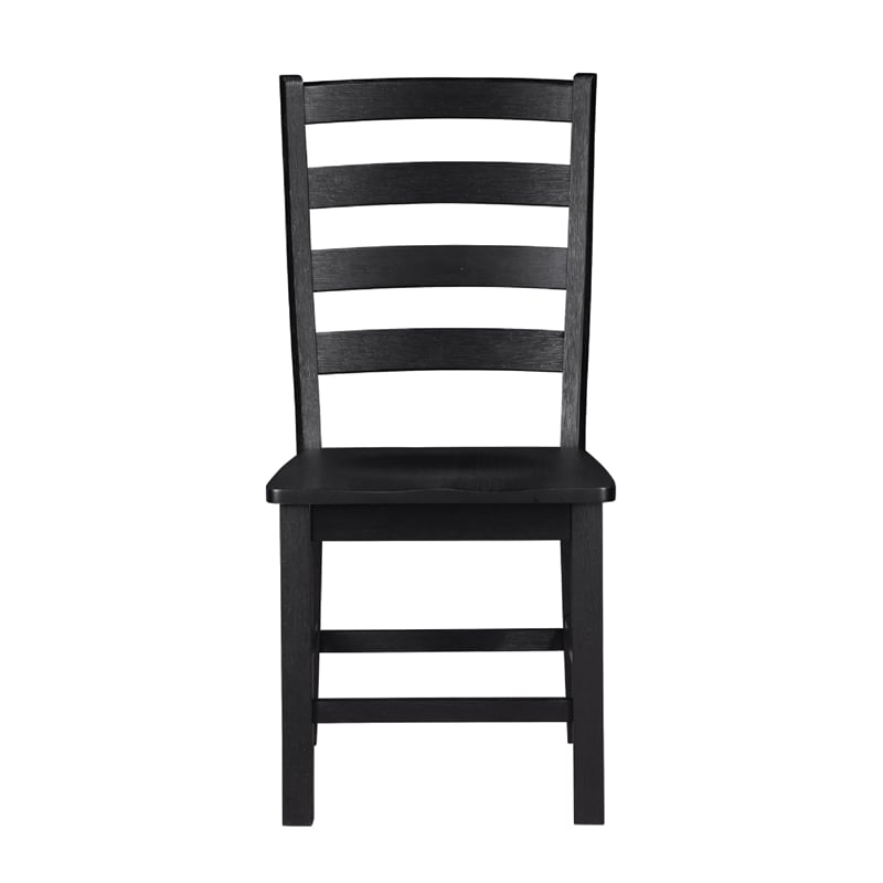 Pemberly Row Side Chair Set of 2 with Ladder Back Farmhouse Style in Black