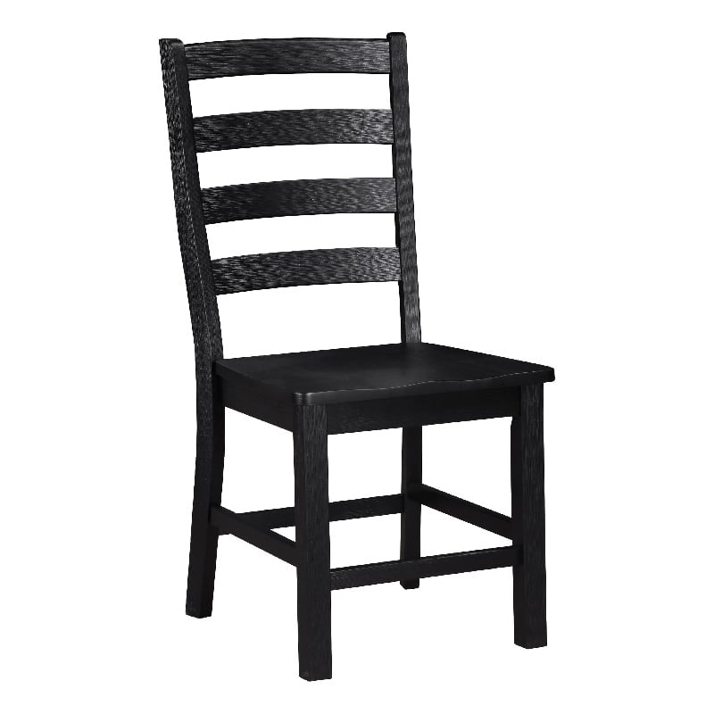 Pemberly Row Side Chair Set of 2 with Ladder Back Farmhouse Style in Black