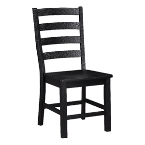 Pemberly Row Side Chair Set of 2 with Ladder Back Farmhouse Style in Black