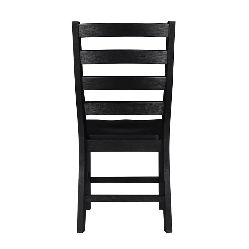 Pemberly Row Side Chair Set of 2 with Ladder Back Farmhouse Style in Black