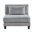 Pemberly Row Modular Armless Chair with Black Solid Wood Legs in Gray Corduroy