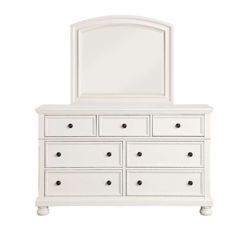 Pemberly Row 4 Piece Queen Size Bedroom Set in White with Bronze Accents