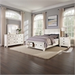 Pemberly Row 4 Piece Queen Size Bedroom Set in White with Bronze Accents