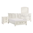 Pemberly Row 4 Piece Queen Size Bedroom Set in White with Bronze Accents