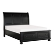 Pemberly Row 4 Piece Queen Size Bedroom Set in Black with Bronze Accents