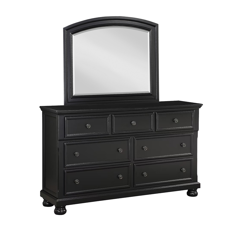 Pemberly Row 4 Piece Queen Size Bedroom Set in Black with Bronze Accents