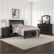 Pemberly Row 4 Piece Queen Size Bedroom Set in Black with Bronze Accents