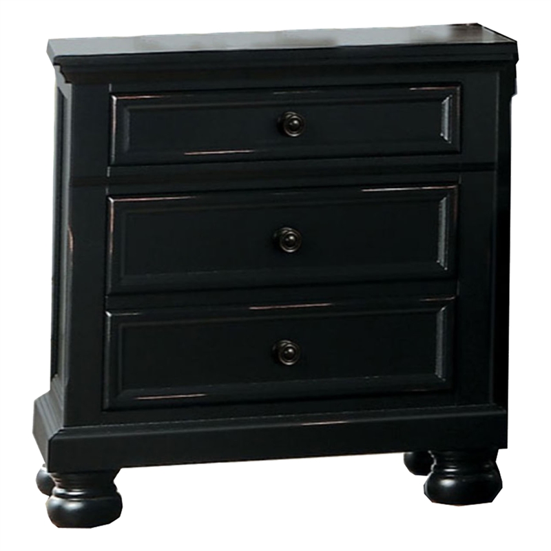 Pemberly Row 4 Piece Queen Size Bedroom Set in Black with Bronze Accents