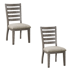 Pemberly Row 23 Inch Side Dining Chairs Set of 2 Ladder Back in Gray Finish