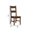 Pemberly Row 22 Inch Side Dining Chairs Set of 2 Ladder Back in Rubberwood